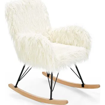 Křeslo Houpací křeslo Natsu krémové do obýváku moderní boucle relaxační Intesi