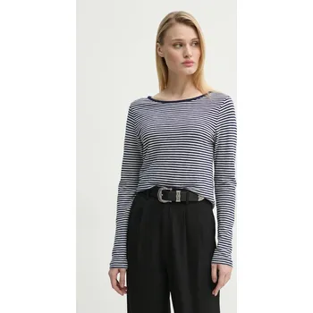 Pánské tričko Bavlněné tričko s dlouhým rukávem Marc O'Polo tmavomodrá barva, 502219652129 59X, vel. XL