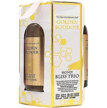 Sprchový gel The Indulgent Bathing Co. Golden Boudoir dárková sada sprchový gel 60 ml + pěna do koupele 60 ml + tělové mléko 60 ml + Prodloužená možnost vrácení zboží do 30 dnů.