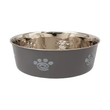 Miska pro psa Dog Fantasy miska nerez tlapka šedá 2,5 l