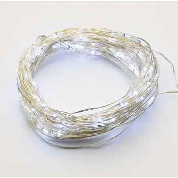 Venkovní osvětlení ACA Lighting 200 CW solární LED, řetěz, na baterie, 8 funkcí, stříbrný kabel, IP44, 20m+2m X0420024