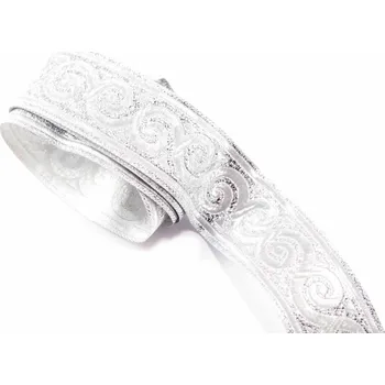 Stuha Stříbrný prýmek se stříbrnými vlnami - šíře 3,3 cm