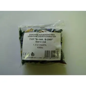 Žárovka Žárovka barevná pro venkovní řetězy SVV, 1,5V/0,07A, sáček 100 ks