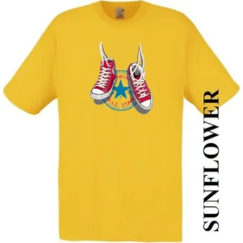 Pánské tričko levne-bavlnene-tricko-potisk-tenisky-converse Barva: Yellow - žlutá, velikost: XXL