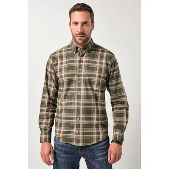 Pánská košile JP1880, Plus size Kostkovaná košile JP1880, dlouhé rukávy, límeček s knoflíky, Modern střih, do 8XL pro plnoštíhlé nadměrná velikost, 842998642-1455, hnědý, 6XL, Plus size oblečení, Oblečení pro vysoké muže, Nadměrné velikosti, Oblečení pro plnoštíhlé.