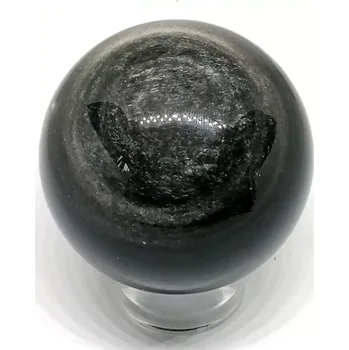 Dekorativní koule z obsidiánu stříbrného 5,4 cm – vysoká kvalita (199 g)