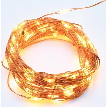 Venkovní osvětlení ACA Lighting 200 LED dekorační řetěz WW měďený kabel 220-240V + 8 funkcí IP44 20m+3m 6W X01200122