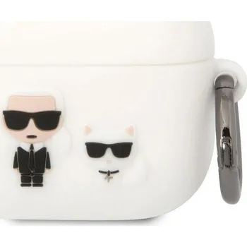 Pouzdro na mobilní telefon Karl Lagerfeld and Choupette Apple Airpods 3, WHT