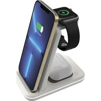 CANYON Bezdrátová nabíječka WS-304 CL, QC18W, 3v1, vstup 9V/2A, 12V/1.5A, výstup 15W/10W/7.5W/5W,Type C to USB-A, latte