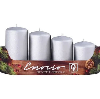 Svíčka Svíčka adventní Emocio stupňovité stříbrné matné pr. 40mm 4ks