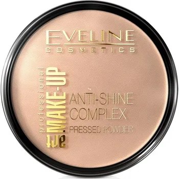 Make-up Eveline Cosmetics, Art Make-Up Anti-Shine Complex Pressed Powder zmatňujúci minerálny púder s hodvábom 34 Medium Beige 14g