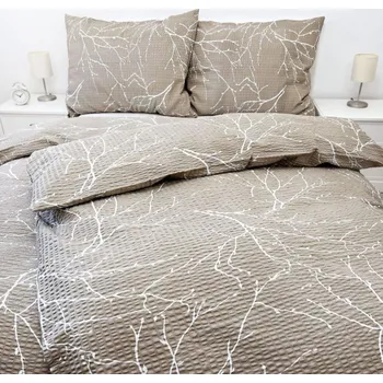 Povlečení Krepové povlečení Větvičky béžové Zapínání: knoflík, Velikost polštáře: 70x90, Velikost přikrývky: 140x200