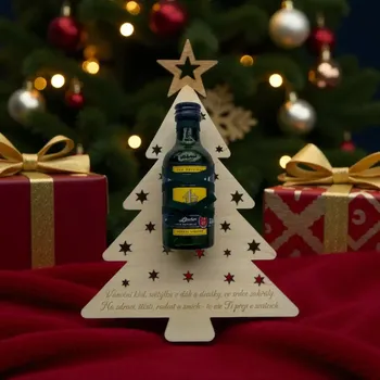 WT-darky Dárkové vánoční přání – dřevěný stromeček s Becherovkou