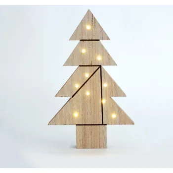 Vánoční dekorace ACA Lighting dřevěná dekorace vánoční strom na stůl 10 LED WW na baterie (2AA) IP20 21.5X2.5X35cm X09101109
