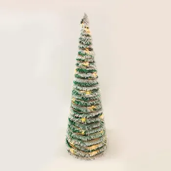 Vánoční osvětlení ACA Lighting zelený ratanový kuželový strom se sněhem 40 mini WW LED na baterie 3xAA, IP20 pr.20.5x60cm X1140119