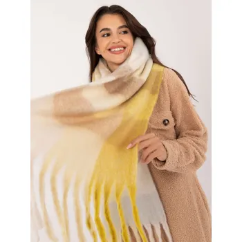 Šála Elegantní žlutá šála s kostkovaným vzorem AT-