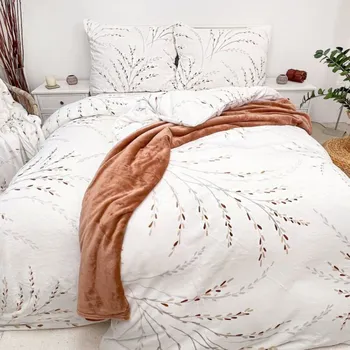 Povlečení Mikroplyšové povlečení - Vrba béžové 140 x 220, 70 x 90 cm zip