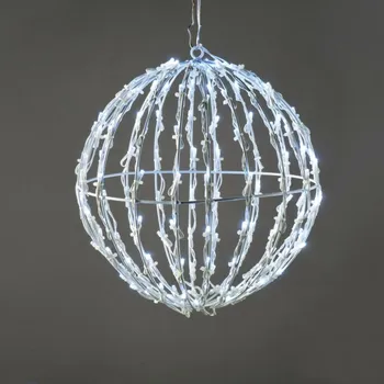 Venkovní osvětlení ACA Lighting 3D koule, 120 LED, studená bílá, 220-240V, IP44, 25x25x26cm, bílý kabel, 5m X081202413