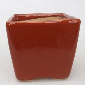 Květináč Keramická bonsai miska 7,5 x 7,5 x 7 cm hnědá