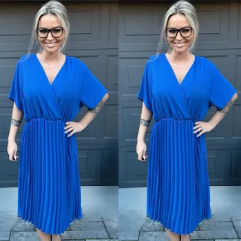 Dámské šaty Krátké plisované šaty CATRIN Barva: Královská modrá