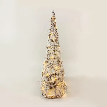 Vánoční osvětlení ACA Lighting ratanový kuželový strom se sněhem 40 mini WW LED na baterie 3xAA, IP20 pr.20.5x60cm X11401110