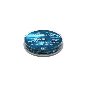 Optické médium DVD+R Double layer MEDIARANGE 8,5GB 8x PRINTABLE spindl 10pck/bal
