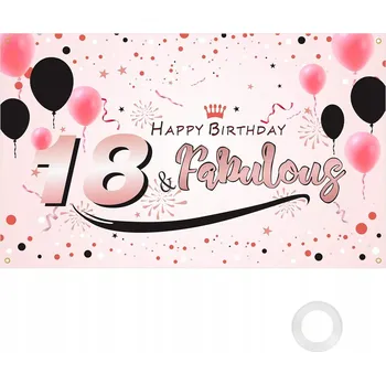 Obraz NAROZENINOVÝ BANNER 18 180x115cm FOTO POZADÍ RŮŽOVÝ