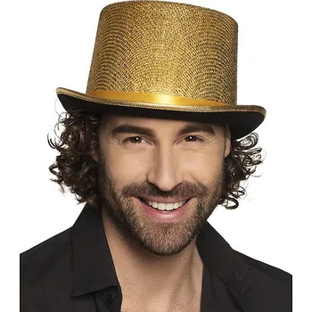 Karnevalový doplněk Boland Cylindr zlatý flitrový