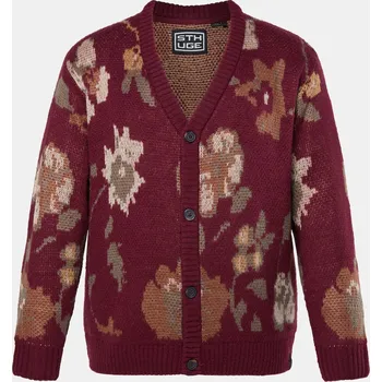 Dámský svetr STHUGE, Plus size Rozepínací svetr STHUGE, oversize, květovaný pletený vzor, do 7XL pro plnoštíhlé nadměrná velikost, 842202348-1452, hnědý, 3XL, Plus size oblečení, Oblečení pro vysoké muže, Nadměrné velikosti, Oblečení pro plnoštíhlé.