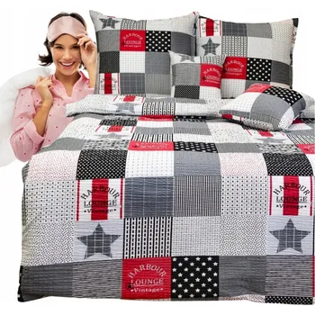 Povlečení Krepové povlečení 160x200 2x70/80 Patchwork Červený s hvězdou Vysoká