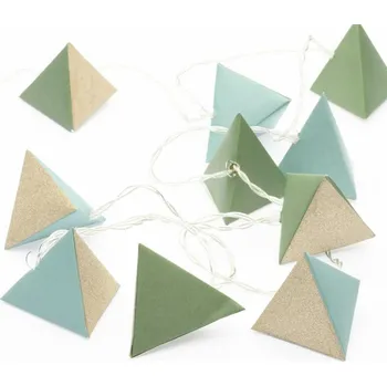 Vánoční dekorace ACA Lighting "papírový dekorační řetěz” zelené trojúhelníky, 10 LED dekorační řetěz na baterie (2xAA) teplá bílá IP20 135+30cm čirý přívodní kabel XN10WW2A