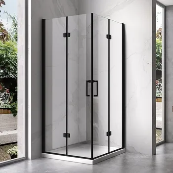 BPS-koupelny Obdélníkový sprchový kout HYD-OK12A-BL 90x80 černá/transparent - bez vaničky