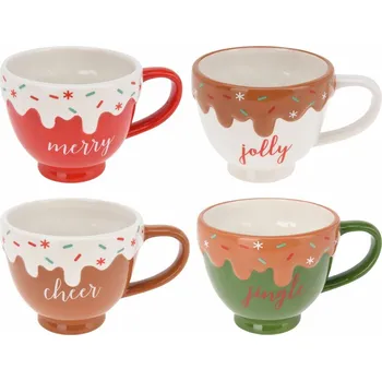 Sada 4 keramických hrnků Frosting 350 ml, mix barev