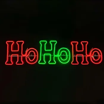 Vánoční osvětlení ACA Lighting Vánoční dekorace HOHOHO double neon 750 LED zelená + červená s efekty IP65 133x30cm 1,5m napájecí kabel X08750356