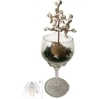 Drahý kámen Dubový skřítek Stromeček štěstí ve skle – Achát