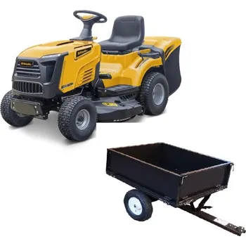 Zahradní traktor Riwall PRO RLT 102 HRD TWIN travní traktor 102 cm + přívěsný sklopný vozík RDC 225T dvouválcový travní traktor 102 cm se zadním výhozem a hydrostatickou převodovkou