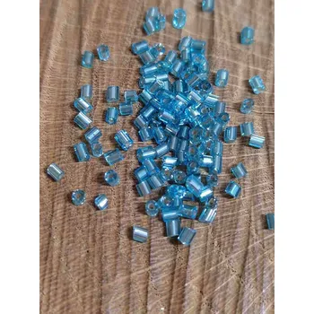 Dětské navlékací korálky Rokajl sekaný 11/0 - 2 mm 20 g barva modrá tyrkys