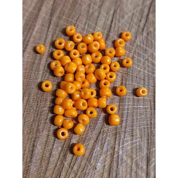 Dětské navlékací korálky Rokajl 6/0 - 4 mm 20 g neprůhledný barva oranžová