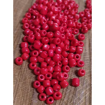 Dětské navlékací korálky Rokajl 6/0 - 4 mm 20 g neprůhledný barva červená