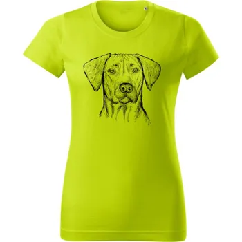 Dámské oblečení Dámské tričko Rhodéský ridgeback kresba Limetková S
