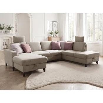 Sedací souprava Rohová rozkládací sedací souprava do tvaru U LOLLAND 3 Pravý roh