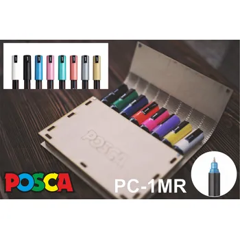 UNI PC-1MR POSCA Sada Akrylových popisovačů 0,7 mm ultra tenký [8 ks] - metalické