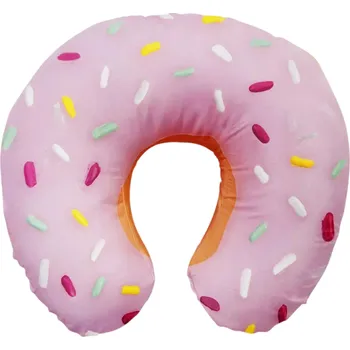 Roztomilý kreslený nafukovací cestovní polštář na krk ve tvaru U Motiv donutu Polyester Bavlna Pohodlný polštář pro děti i dospělé