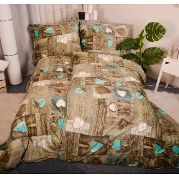 Povlečení Mikroplyšové povlečení mikroflanel SRDCE TYRKYS 70x90 140x200