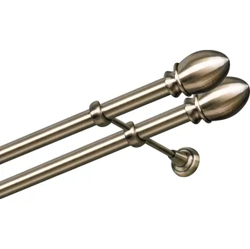 Garnýž Garnýž kovová dvouřadá 25/25mm Belluno double mosaz 100 cm (do stěny / na tunýlek - bez kroužků)