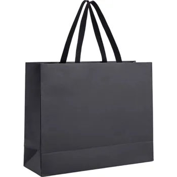 Dárková taška Černá papírová dárková taška 40 x 32 x 13 cm Kartonová pevná taška na oblečení dárky módní balení Elegantní matný design s držadly