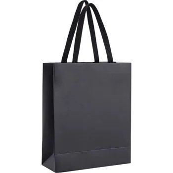 Dárková taška Černá papírová dárková taška 27 x 33 x 11 cm Kartonová pevná taška na oblečení dárky módní balení Elegantní matný design s držadly
