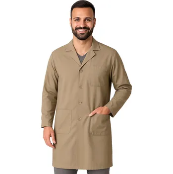Men's laboratory coat in beige with buttons (XL)