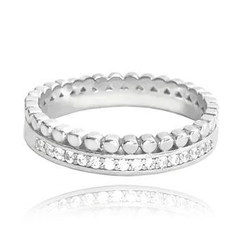 Prsten MINET Dvojitý stříbrný prsten s bílými zirkony vel. 52 JMAS0122SR52