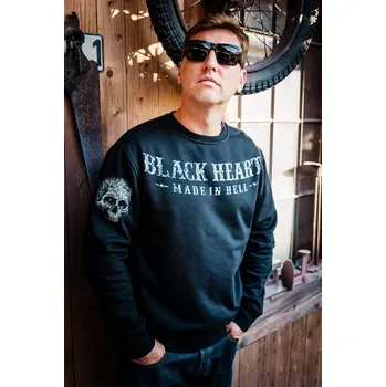 Pánská mikina Mikina BLACK HEART SKULL HILL Barva: Černá, Velikost: 4XL